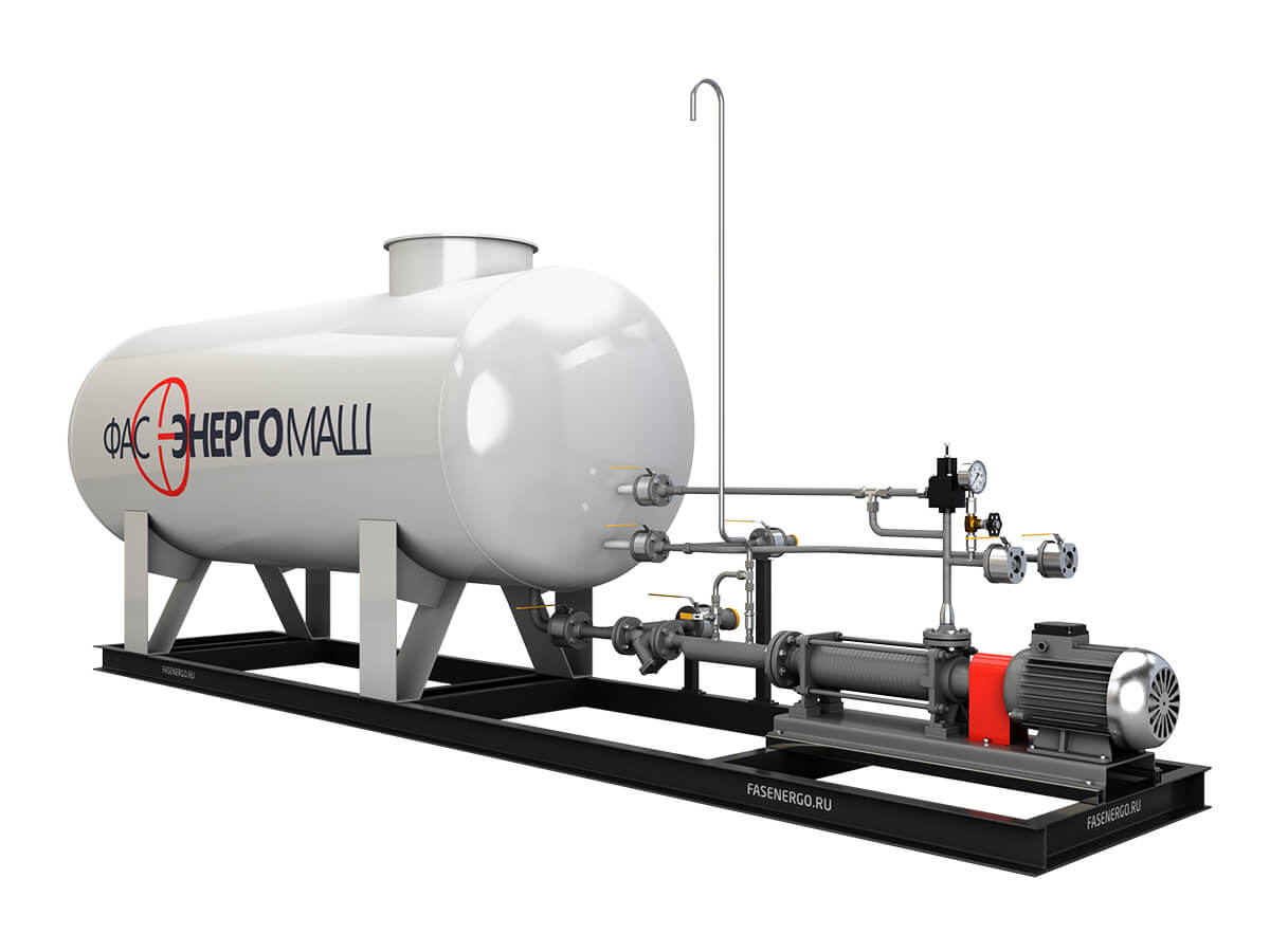 Modular Gas Filling, Dispensing and Pumping Station with a Pump of FAS NZ 36-8 Type and One Tank of 20 NS Type with a Rated Capacity of 20.0 m³