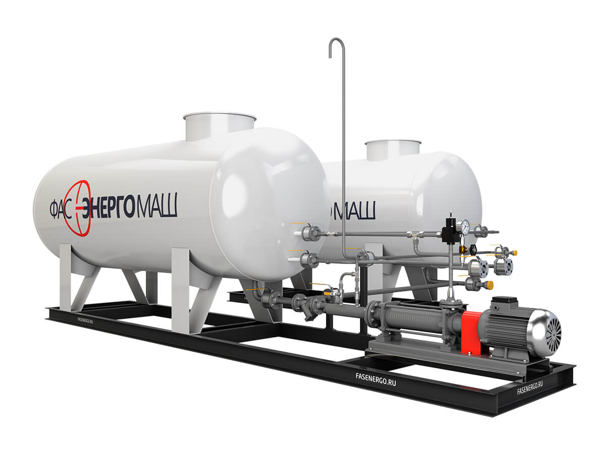 Modular Gas Filling, Dispensing and Pumping Station with a Pump of FAS NZ 36-8 Type and Two Tanks of 6.5 NS Type with a Rated Capacity of 6.5 m³