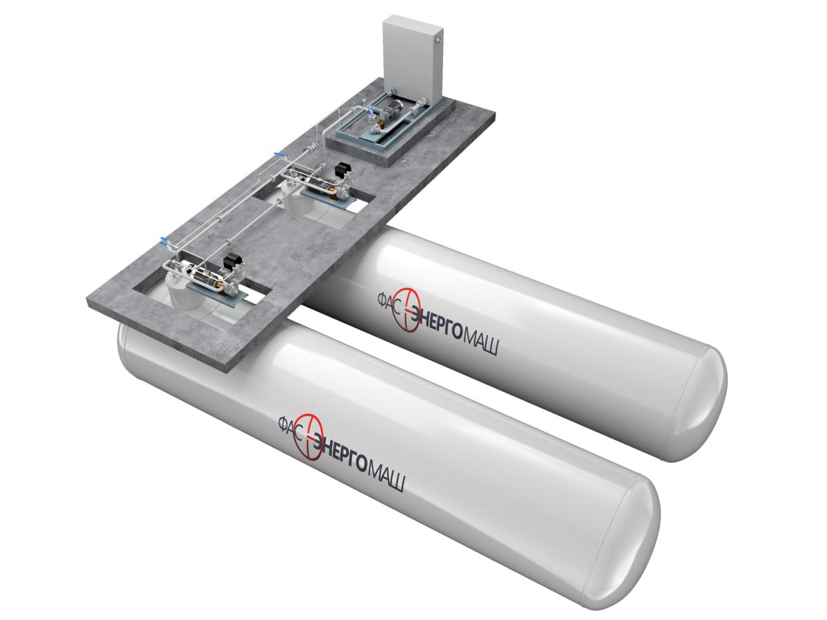 Modular Gas Filling, Dispensing and Pumping Stations with Underground Storage Tanks